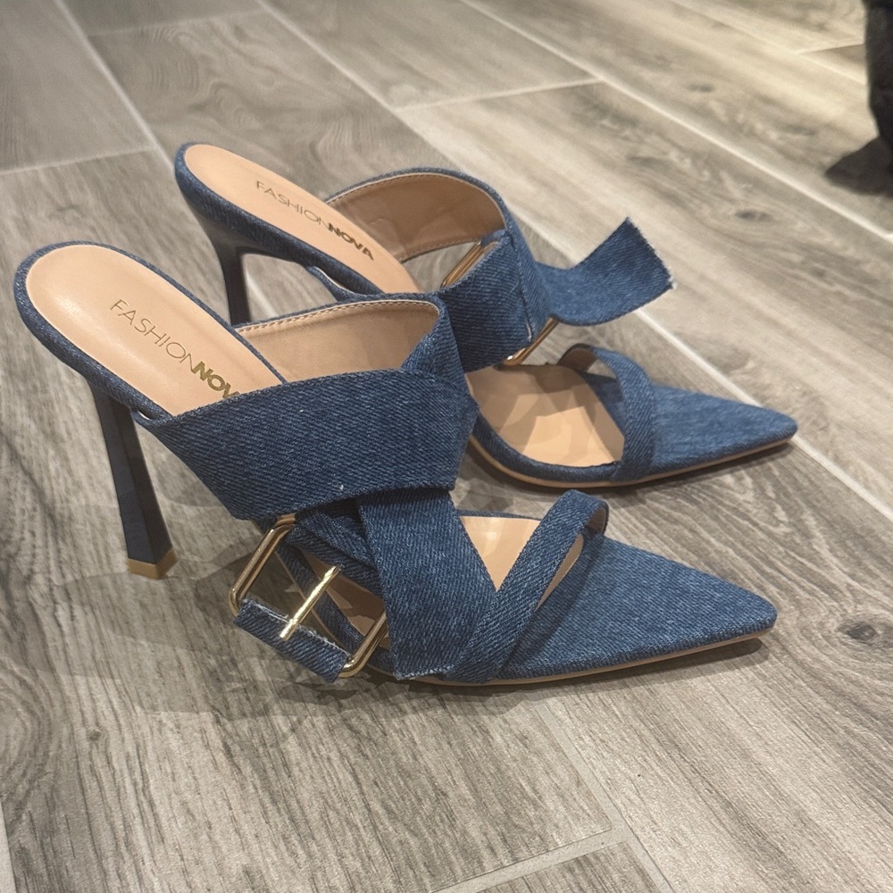 Fashion Nova Denim Strappy Heels